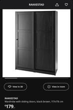 RAKKESTAD Kledingkast - Zwartbruin - 117x176 cm, Huis en Inrichting, Kasten | Kledingkasten, Ophalen, Overige materialen, 100 tot 150 cm