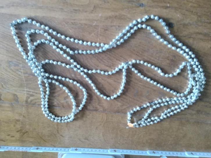 zilveren glaskralen ketting voor in kerstboom Bieden, Diversen, Kerst, Gebruikt, Ophalen of Verzenden