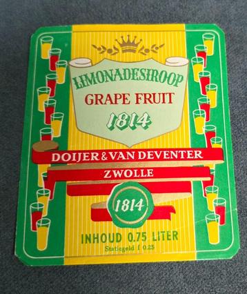 485) ETIKET ZWOLLE DOIJER & VAN DEVENTER GRAPE FRUIT beschikbaar voor biedingen