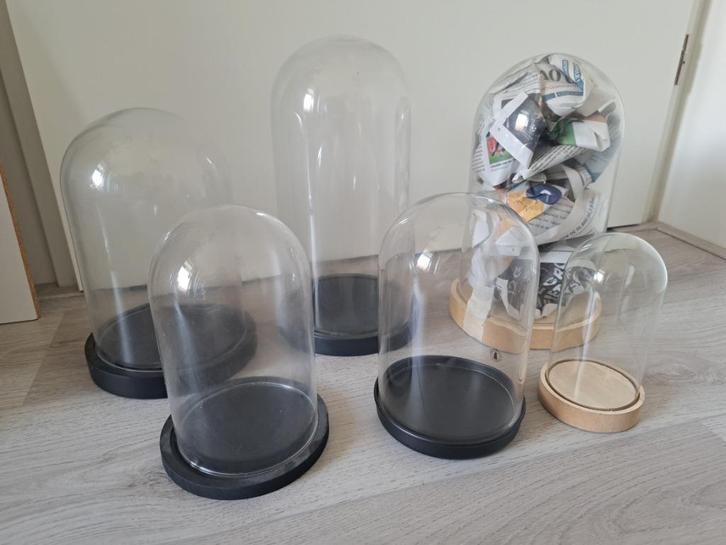 Set van 6 glazen stolpen stolp, Huis en Inrichting, Woonaccessoires | Stolpen, Zo goed als nieuw, Ophalen