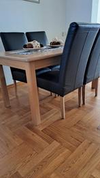 Eetkamertafel Licht eiken (White Wash) en 4 stoelen, Huis en Inrichting, Complete eetkamers, Ophalen, Gebruikt, 4 tot 6 stoelen