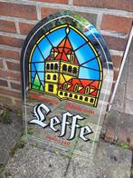 Vintage originele Leffe bier reclame spiegel jaren 80, Ophalen of Verzenden, Gebruikt, Reclamebord, Plaat of Schild, Overige merken