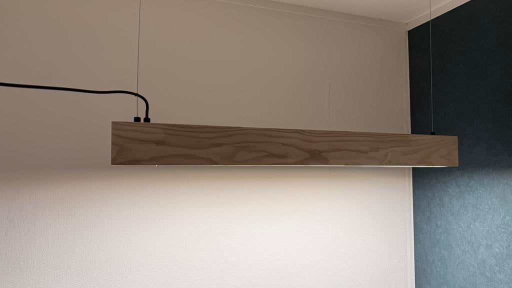 2x Moderne LED hanglamp van hout met dimfunctie, Huis en Inrichting, Lampen | Hanglampen, Ophalen of Verzenden, Zo goed als nieuw