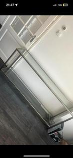 Glazen Sidetable met Metalen Frame, Gebruikt, 50 tot 100 cm, Ophalen of Verzenden, Glas