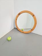Vintage pine wood ronde spiegel scandinavisch ’70 retro