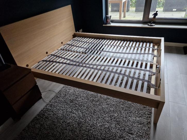 IKEA Bed frame, Huis en Inrichting, Slaapkamer | Bedden, Gebruikt, Tweepersoons, 160 cm, 200 cm, Hout, Beige, Ophalen