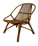Vintage Rotan Stoel Dirk Van Sliedregt Rohe Noordwolde 1960, Huis en Inrichting, Fauteuils, Gebruikt, Riet of Rotan, 50 tot 75 cm