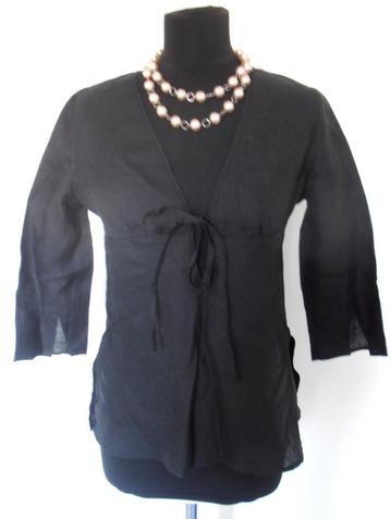 NIEUWE Benetton prachtige zwarte linnen blouse - 36
