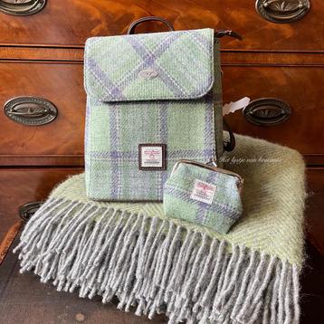 Schotse Harris Tweed rugzak/backpack Faded Stewart Green beschikbaar voor biedingen