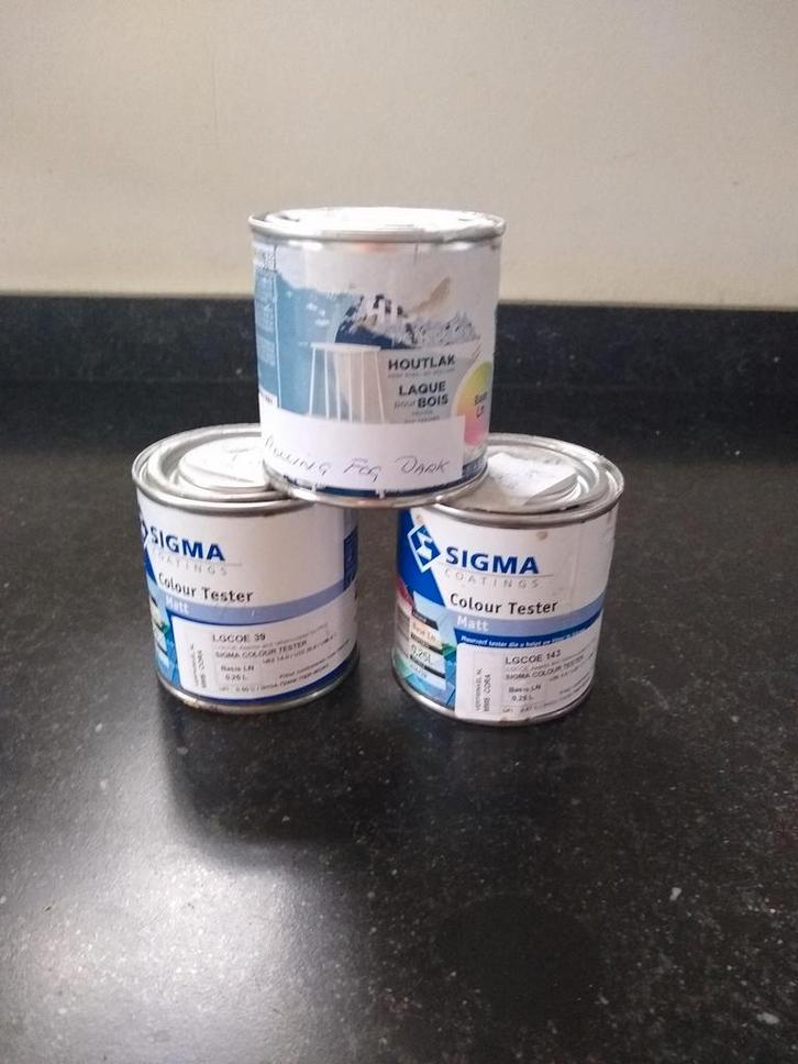 Verf testers Sigma 2x muurverf mat, 1x Histor houtlak mat, Doe-het-zelf en Verbouw, Verf, Beits en Lak, Zo goed als nieuw, Minder dan 5 liter