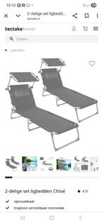 Tectake opvouwbare ligstoelen met zonnescherm, Ophalen, Nieuw, Aluminium, Inklapbaar