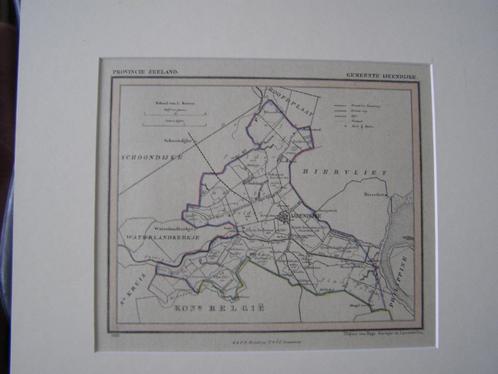 Kuyper landkaart uit 1867 gem. IJzendijke (Zld) veel details, Boeken, Atlassen en Landkaarten, Zo goed als nieuw, Landkaart, Nederland