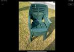 Vier plastic tuin stoelen / green garden chairs., Ophalen of Verzenden, Gebruikt, Overige materialen