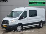 Ford Transit 130pk L3H2 Dubbel Cabine Trekhaak Airco Cruise, Auto's, Bestelauto's, Voorwielaandrijving, Euro 6, 4 cilinders, Wit