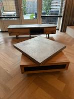Prachtige combinatie salontafel + tv-meubel cement hout, Ophalen, Gebruikt, Cement hout natuurlook, 50 tot 100 cm