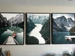 3 Luik Ingelijste Foto's - Berglandschap, Ophalen, Oorspronkelijke maker, Overige typen, Zo goed als nieuw