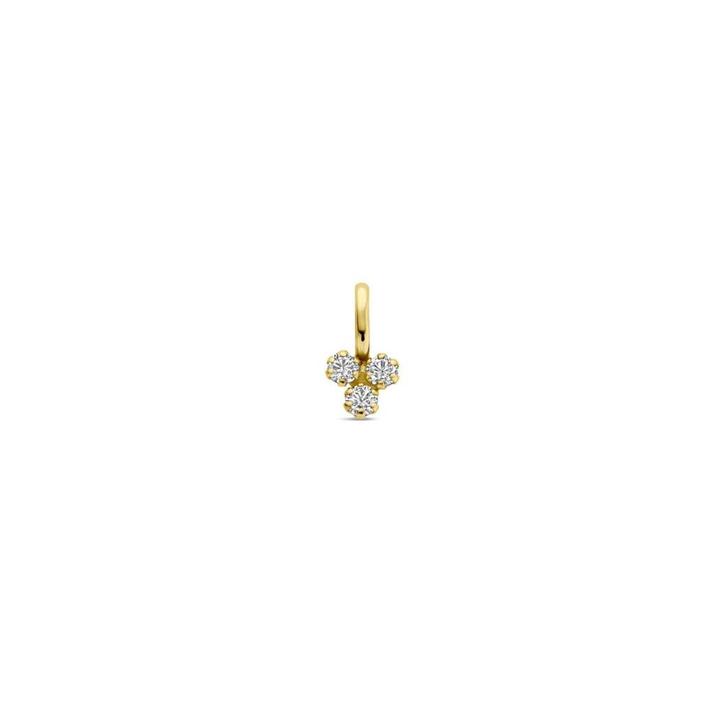 Gouden mini hangertje met 3 zirkonia's - 14 karaat goud, Sieraden, Tassen en Uiterlijk, Kettinghangers, Nieuw, Goud, Goud, Overige voorstellingen