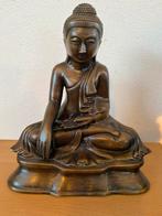 Antiek Bronzen Mandalay Boeddha Beeld Birma - 25 cm Hoog, Ophalen of Verzenden