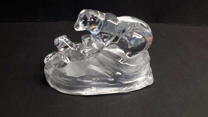 IJsberen op ijsschotsen van glas, Verzamelen, Beelden en Beeldjes, Zo goed als nieuw, Dier, Ophalen of Verzenden