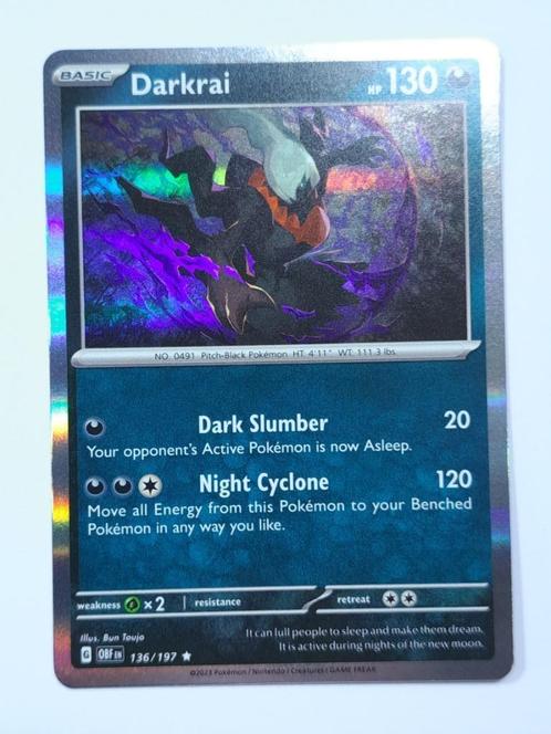 Pokémon - Obsidian Flames - Darkrai - 136/197 - Holo, Hobby en Vrije tijd, Verzamelkaartspellen | Pokémon, Zo goed als nieuw, Losse kaart