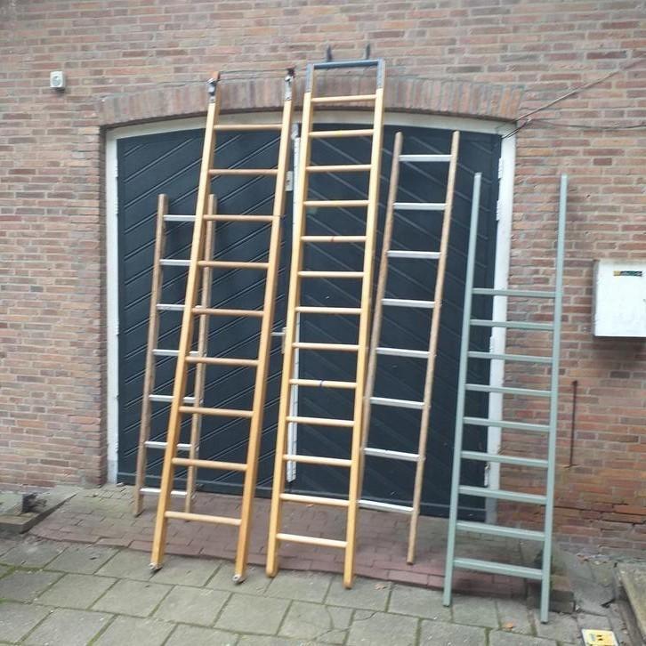 Houten ladder,  trap , huishoudtrap vanaf 15,- per stuk, Antiek en Kunst, Curiosa en Brocante, Ophalen