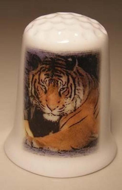 Tijger kop vingerhoedje, Verzamelen, Vingerhoedjes, Nieuw, Nederland, Porselein, Ophalen of Verzenden
