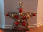 Kerstster kerst ster kerstballen hout goud rood glitter deco, Gebruikt, Ophalen of Verzenden
