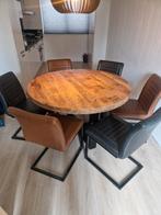 Eettafel met stoelen - Ronde tafel met 6 stoelen, Ophalen, Zo goed als nieuw, 4 tot 6 stoelen