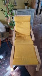 Ikea Poäng geel met voetenbank, Huis en Inrichting, Fauteuils, Ophalen, Gebruikt, 75 tot 100 cm, Stof