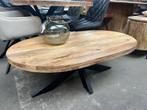 Nieuwe salontafel deens ovaal mangohout Sand matrix zwart, Nieuw, Ophalen of Verzenden, Info@wkhome.nl, Argonweg 20 Amersfoort