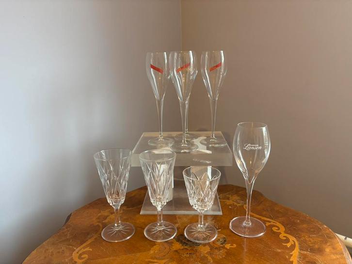 Champagne glazen 8 stuks, Antiek en Kunst, Antiek | Glas en Kristal, Ophalen of Verzenden