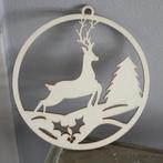 houten kersthanger met hert en boom, Diversen, Kerst, Ophalen of Verzenden, Gebruikt