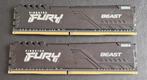 Kingston DDR4 Fury Beast 2x 8GB 3200, Computers en Software, RAM geheugen, Ophalen of Verzenden, Zo goed als nieuw, DDR4