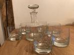 karaf met 6 glazen - whiskey karaf gegraveerd glas met bloem, Ophalen of Verzenden, Glas, Overige stijlen, Overige typen