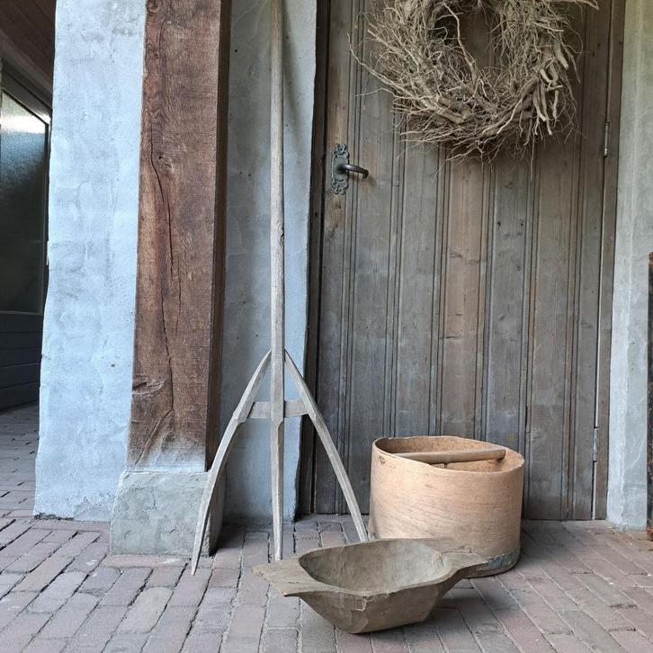 Oude brocante houten hooivork riek 158cm *Etage3*, Huis en Inrichting, Woonaccessoires | Overige, Gebruikt, Ophalen