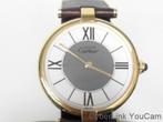 14961 Cartier Vermeil Must Ref:590003 Dames Horloge, Leer, Polshorloge, Ophalen of Verzenden, Zo goed als nieuw