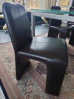 zes stuks donker bruin leren kwaliteit stoelen modern design, Ophalen, Bruin, Leer, Zo goed als nieuw
