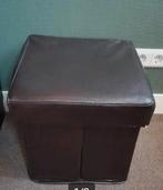 Bruine kunstlederen poef, Gebruikt, Vierkant, Minder dan 50 cm, Ophalen of Verzenden