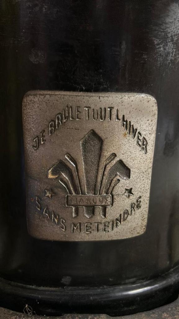 Vintage Allesbrander - 'Je Brule Tout L'hiver', Huis en Inrichting, Kachels, Gebruikt, Vrijstaand, Allesbrander, Hout, Ophalen of Verzenden