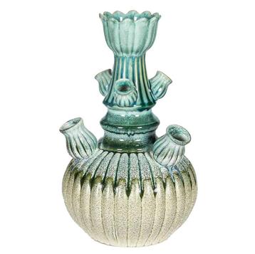 Aardewerk tulpenvaas blauw/groen beschikbaar voor biedingen