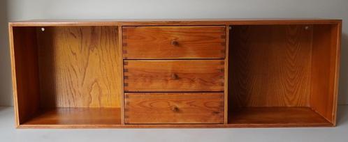 Zwevende grenen hout wandkast met lades jaren 80 vintage, Huis en Inrichting, Kasten | Wandmeubels, Gebruikt, Minder dan 100 cm