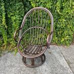 Draaistoel rotan manou met kussen, Huis en Inrichting, Stoelen, Ophalen, Gebruikt, Bruin, Eén