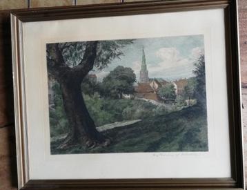 Axel Holm (1861-1935) Denemarken. Zicht op dorp. 1912.  beschikbaar voor biedingen
