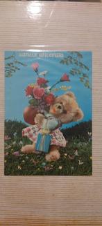 Vintage Wenskaart - Hartelijk Gefeliciteerd Teddybeer, Ophalen of Verzenden