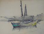 W.A.Knip.1883-1967.Schepen in de havenvan St.Tropez., Antiek en Kunst, Ophalen of Verzenden