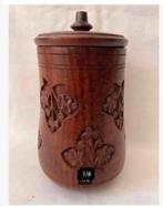 4 x Mooie Indonesische houten potten, bewerkt, pr.p.stuk, Ophalen of Verzenden