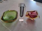 Murano Sommerso glaswerk, vaas + schalen, vintage design, Ophalen of Verzenden