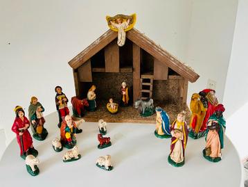 Nostalgische oude Kerstgroep van gips Compleet beschikbaar voor biedingen