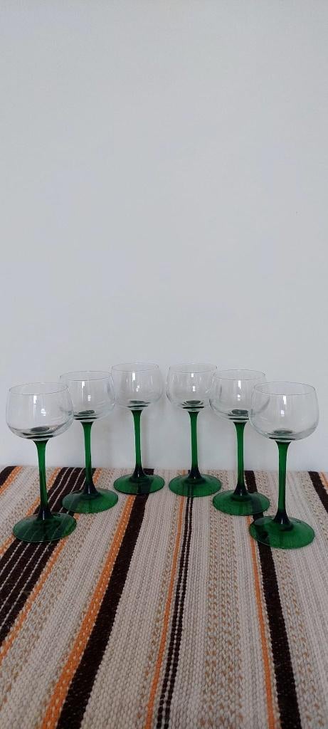 6 vintage Luminarc France Elzas wijn glazen 70, Ophalen of Verzenden, Zo goed als nieuw, Overige typen