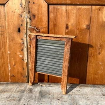 Wasbord klein model hout met metaal zink antiek origineel beschikbaar voor biedingen